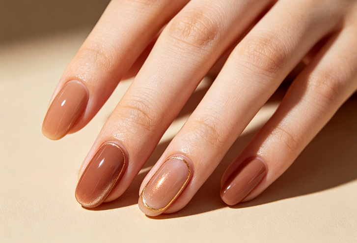 Warm Bronze Metallic Accents — Elegant Light Luxury Nail Style